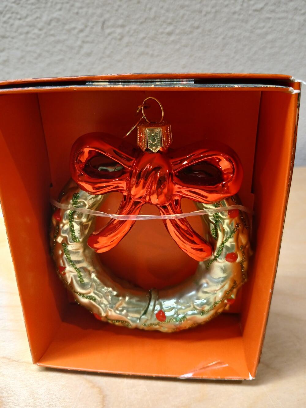 NEW John Derian Company Red & Greem WREATH Glass Christmas Ornament Target